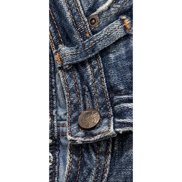 VTG 575 Los Angeles Jeans Womens 26 Distressed Low Rise Penny Buttons Boot Flare - Picture 9 of 9